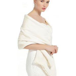 Faux fur shawl/wrap in cream